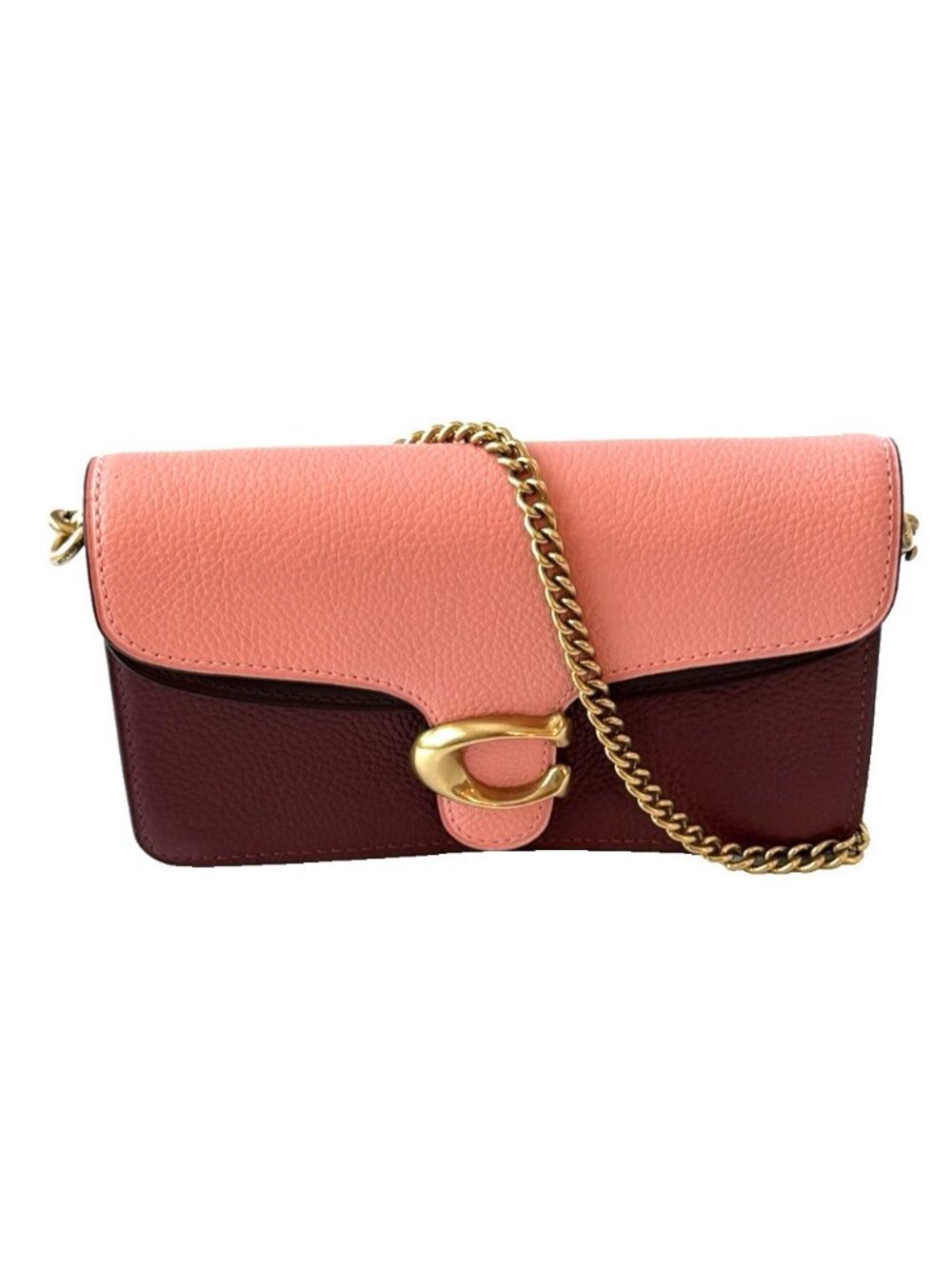 Coach Tabby Crossbody Colorblock Pebbled Leather Suede Gold Tone Chain